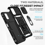 For Samsung Galaxy A03s (164.2mm) Ring Kickstand Phone Case Anti-fall Protection Hard PC + TPU Shell with Slide Camera Protection Cover