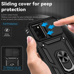 For Samsung Galaxy A03s (164.2mm) Ring Kickstand Phone Case Anti-fall Protection Hard PC + TPU Shell with Slide Camera Protection Cover