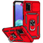 For Samsung Galaxy A03s (164.2mm) Ring Kickstand Phone Case Anti-fall Protection Hard PC + TPU Shell with Slide Camera Protection Cover