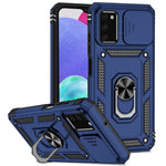 For Samsung Galaxy A03s (164.2mm) Ring Kickstand Phone Case Anti-fall Protection Hard PC + TPU Shell with Slide Camera Protection Cover