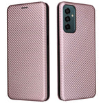 Samsung Galaxy M23 5G/F23 5G Kolfibertextur mobilskal PU-läder Korthållare Stativ Magnetstängning Skydd