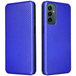 Samsung Galaxy M23 5G/F23 5G Kolfibertextur mobilskal PU-läder Korthållare Stativ Magnetstängning Skydd