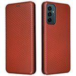 Samsung Galaxy M23 5G/F23 5G Kolfibertextur mobilskal PU-läder Korthållare Stativ Magnetstängning Skydd