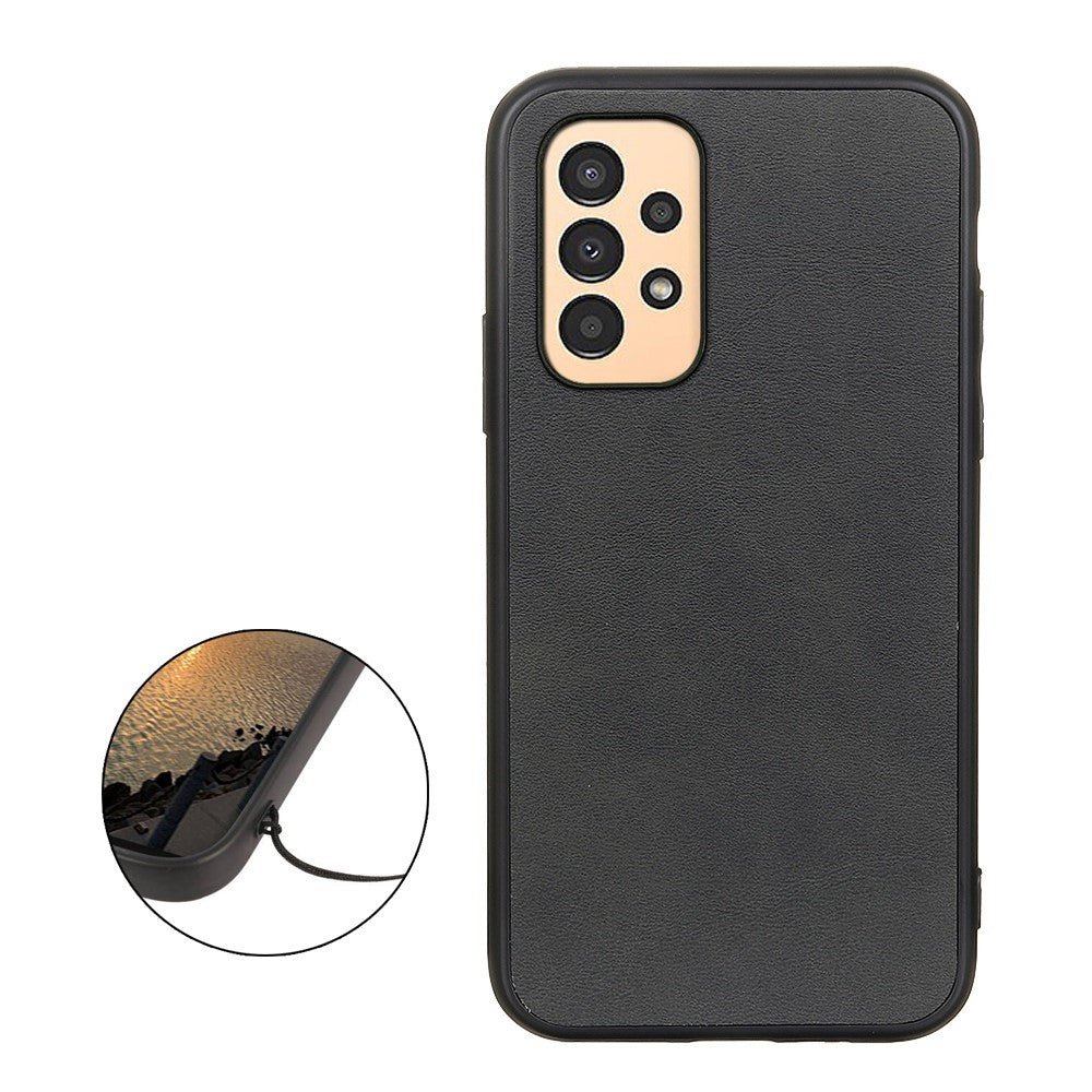 For Samsung Galaxy A13 4G Protective Case, Textured PU Leather Coated TPU + PC Phone Cover