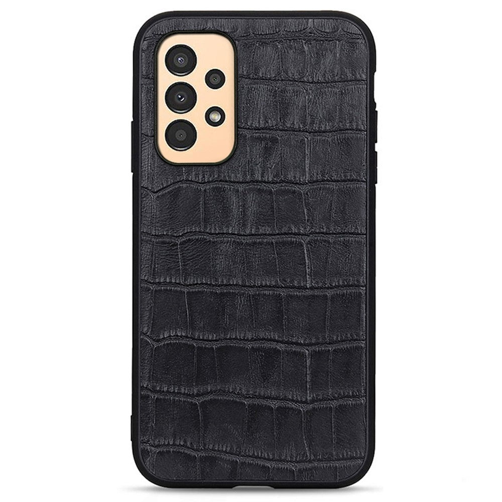 For Samsung Galaxy A13 4G Anti-fall Cover, Crocodile Texture Genuine Leather Coated PC + TPU Phone Back Case