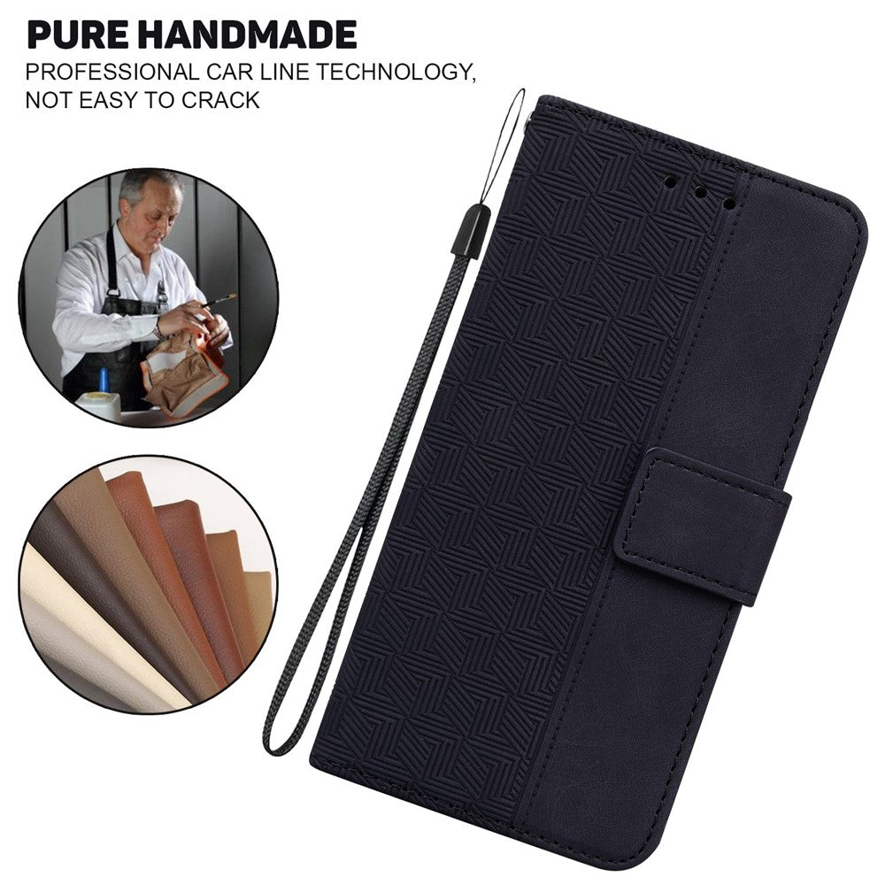 Til Samsung Galaxy M53 5G Stødsikker telefoncover med geometrisk mønster, præget PU-læder, tegnebogsstativ og flipover med håndrem