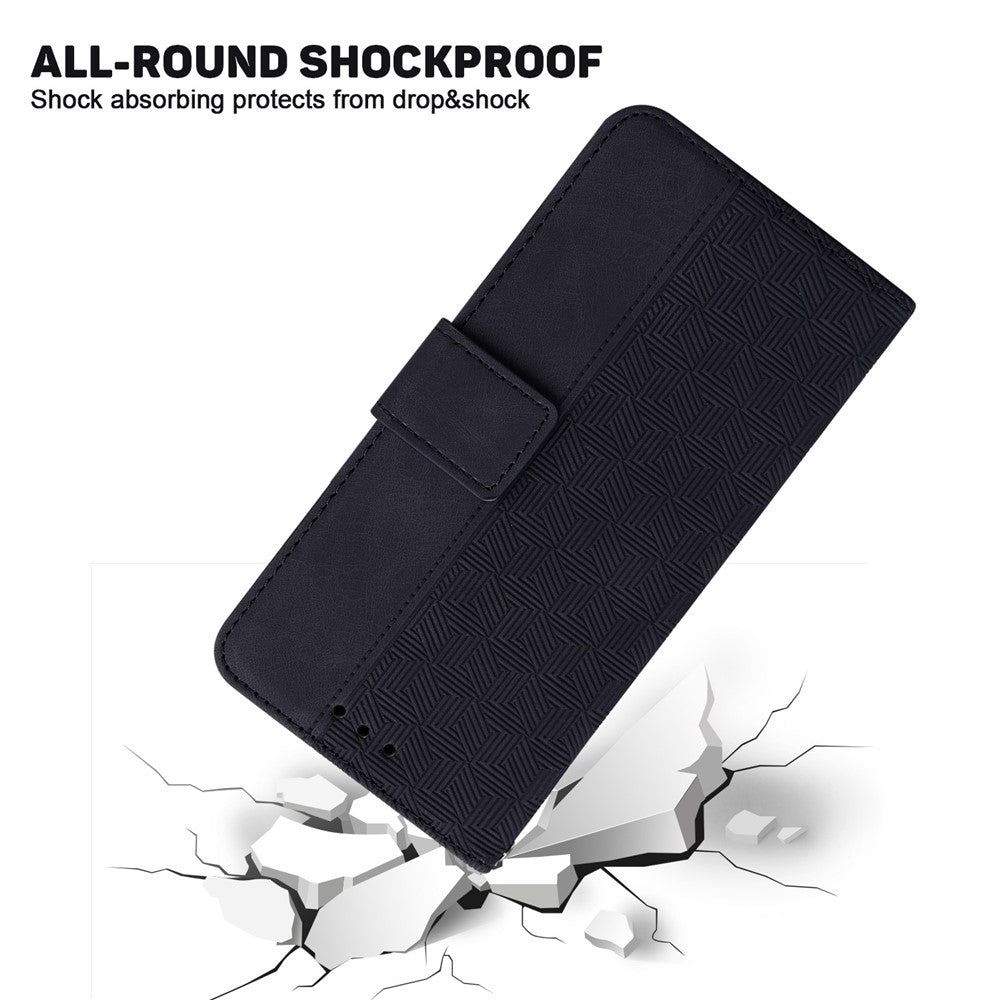 Til Samsung Galaxy M53 5G Stødsikker telefoncover med geometrisk mønster, præget PU-læder, tegnebogsstativ og flipover med håndrem