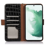 For Samsung Galaxy A53 5G Crocodile Texture RFID Blocking Genuine Cowhide Leather Wallet Phone Cover, Stand Magnetic Flip Folio Case