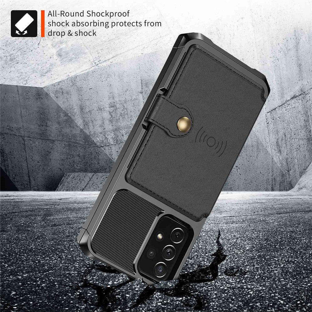 ZM03 Shockproof Case for Samsung Galaxy A33 5G TPU Phone Case + PU Leather Wallet with Magnetic Metal Sheet