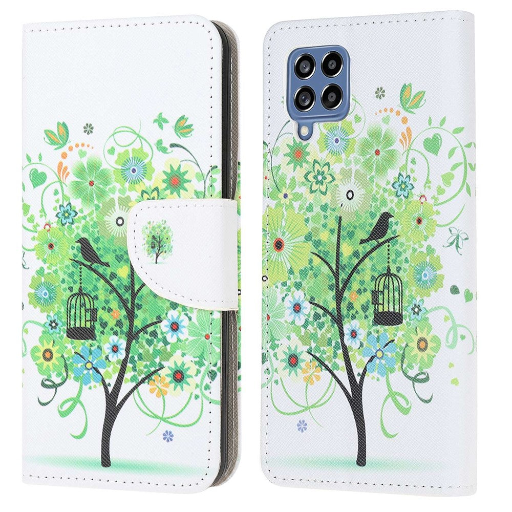 For Samsung Galaxy M53 5G Cross Texture Stylish Pattern Printing PU Leather Phone Case Stand Wallet Flip Cover