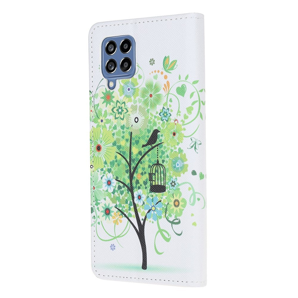 For Samsung Galaxy M53 5G Cross Texture Stylish Pattern Printing PU Leather Phone Case Stand Wallet Flip Cover