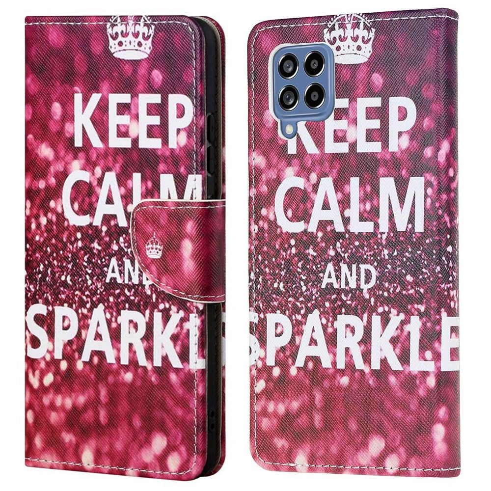 For Samsung Galaxy M53 5G Cross Texture Stylish Pattern Printing PU Leather Phone Case Stand Wallet Flip Cover