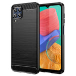 For Samsung Galaxy M33 5G (Global Version)/(India Version) Mobile Phone Cover Carbon Fiber Texture Brushed Surface 1.8mm TPU Smartphone Case