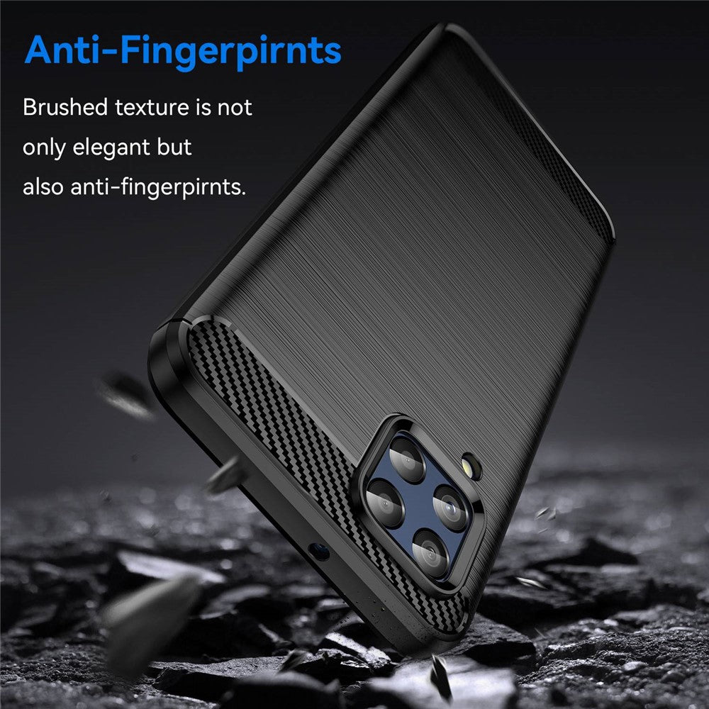 For Samsung Galaxy M33 5G (Global Version)/(India Version) Mobile Phone Cover Carbon Fiber Texture Brushed Surface 1.8mm TPU Smartphone Case