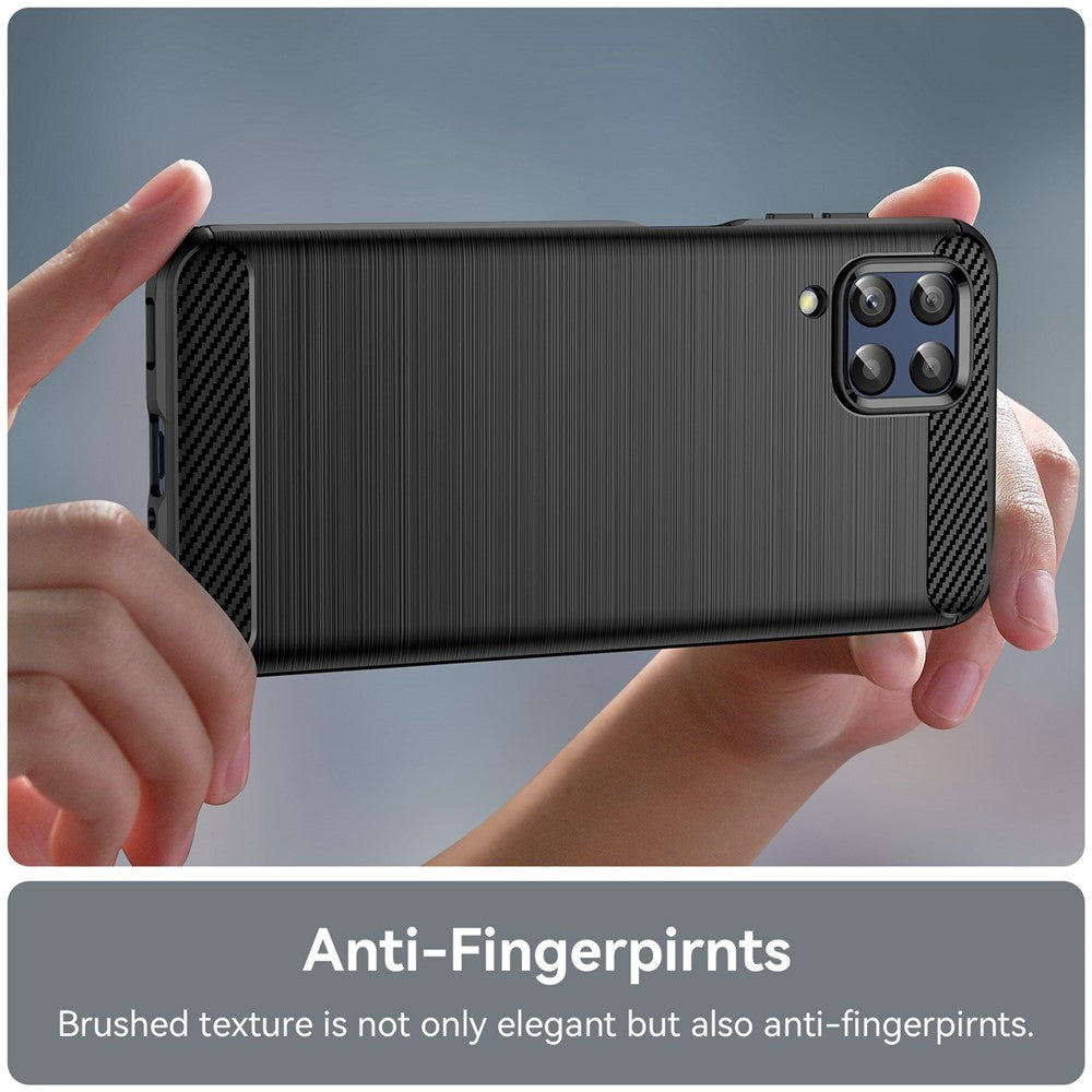 For Samsung Galaxy M33 5G (Global Version)/(India Version) Mobile Phone Cover Carbon Fiber Texture Brushed Surface 1.8mm TPU Smartphone Case