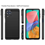 For Samsung Galaxy M33 5G (Global Version)/(India Version) Mobile Phone Cover Carbon Fiber Texture Brushed Surface 1.8mm TPU Smartphone Case