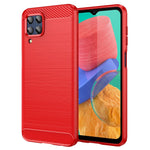 For Samsung Galaxy M33 5G (Global Version)/(India Version) Mobile Phone Cover Carbon Fiber Texture Brushed Surface 1.8mm TPU Smartphone Case