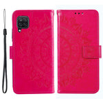 For Samsung Galaxy M33 5G (Global Version) Mandala Flower Pattern Imprinted PU Leather Magnetic Flip Cover Wrist Strap Wallet Stand Feature Shockproof Protective Case