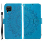 For Samsung Galaxy M33 5G (Global Version) Mandala Flower Pattern Imprinted PU Leather Magnetic Flip Cover Wrist Strap Wallet Stand Feature Shockproof Protective Case