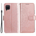 For Samsung Galaxy M33 5G (Global Version) Mandala Flower Pattern Imprinted PU Leather Magnetic Flip Cover Wrist Strap Wallet Stand Feature Shockproof Protective Case