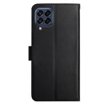 For Samsung Galaxy M53 5G Wallet Stand Genuine Leather Nappa Texture Magnetic Closing Anti-fall Phone Case