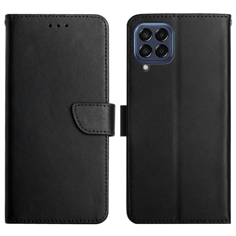 Til Samsung Galaxy M33 5G Stødsikker Magnetisk Lukning Ægte Læder Nappa Tekstur Pungcover med Stativfunktion