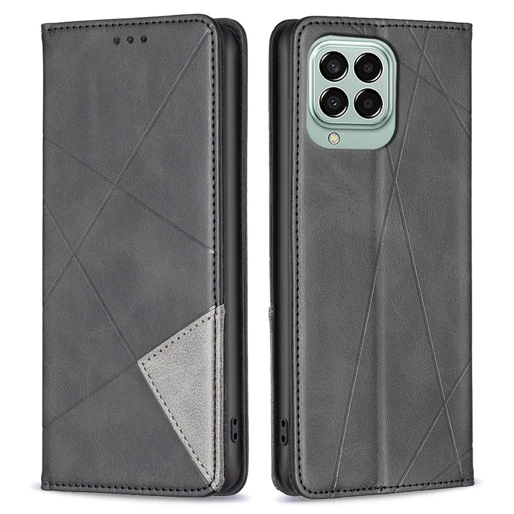 For Samsung Galaxy M33 5G (Global) Leather Case with Card Holder Imprinting Pattern Phone Stand Cover