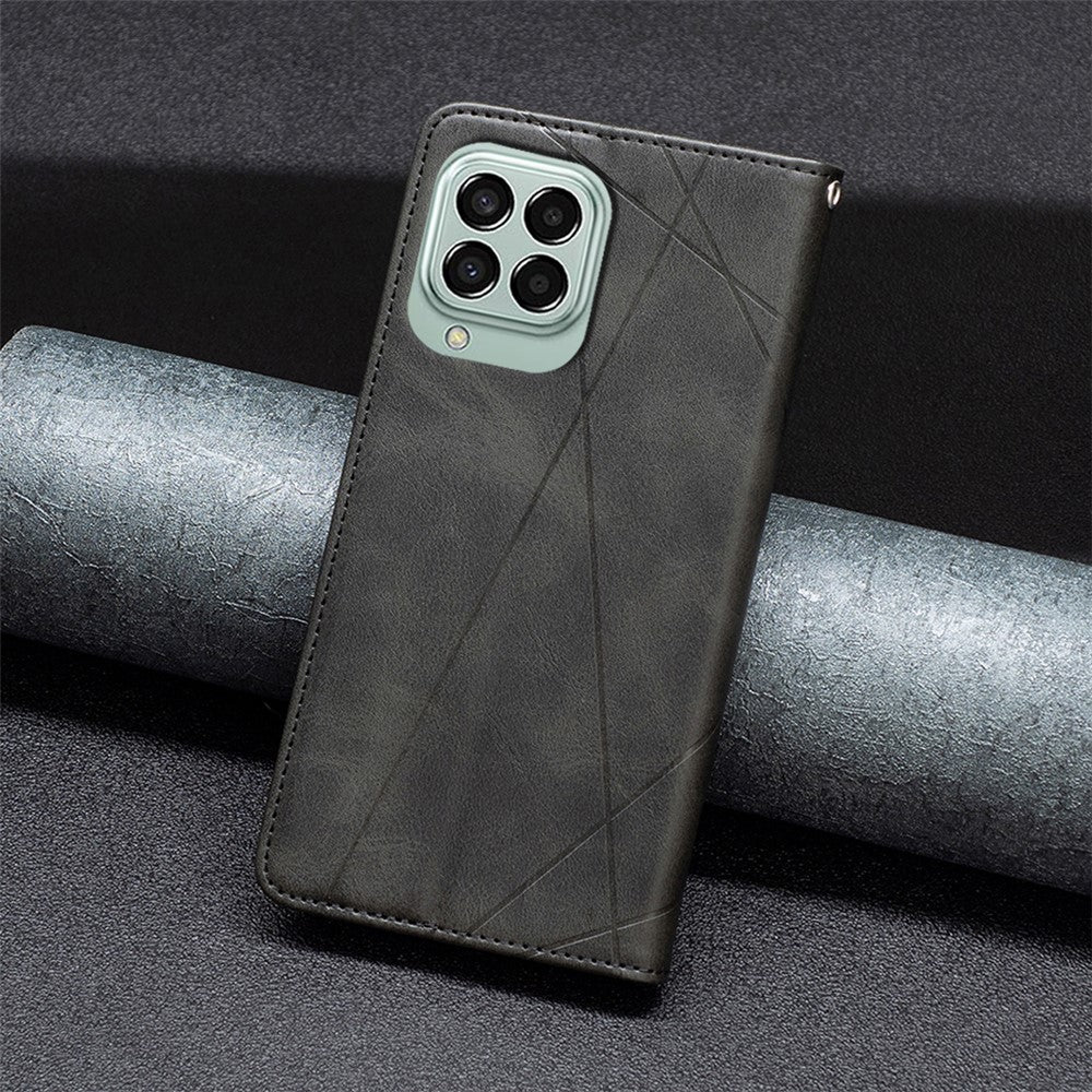 For Samsung Galaxy M33 5G (Global) Leather Case with Card Holder Imprinting Pattern Phone Stand Cover