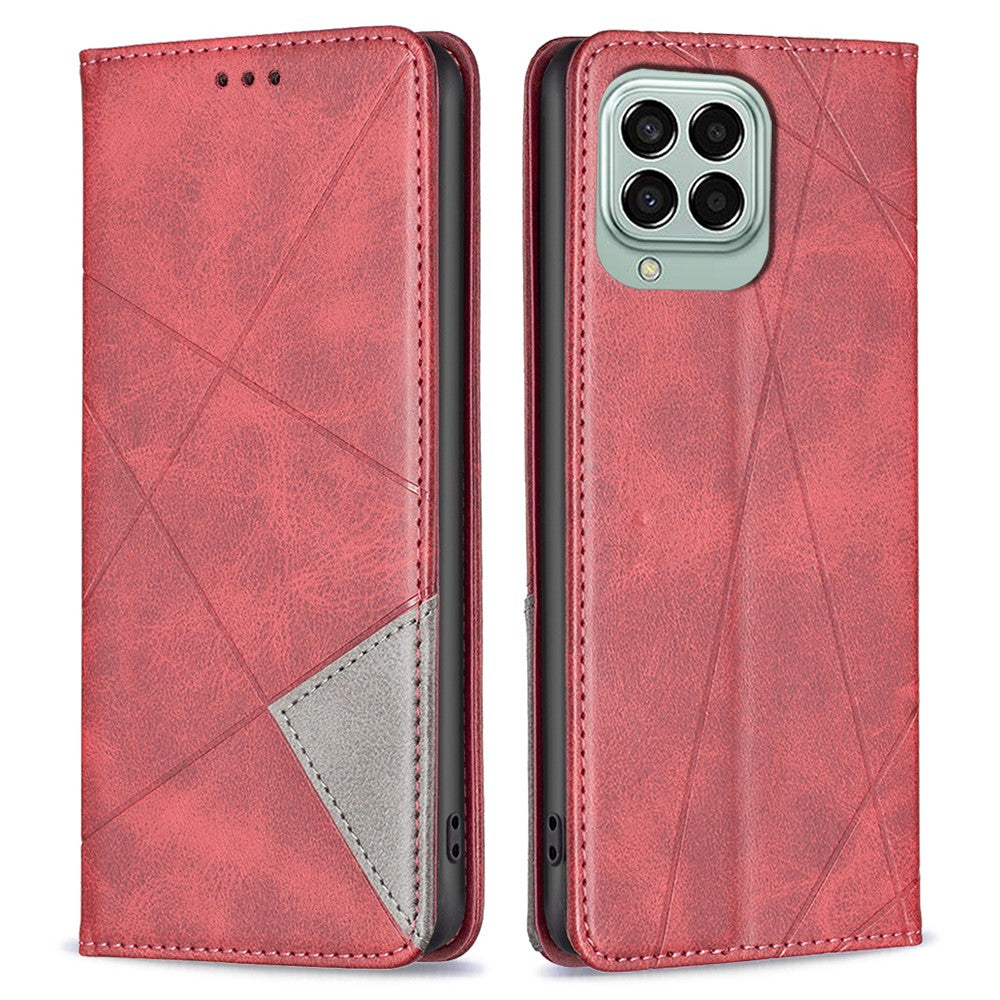 For Samsung Galaxy M33 5G (Global) Leather Case with Card Holder Imprinting Pattern Phone Stand Cover