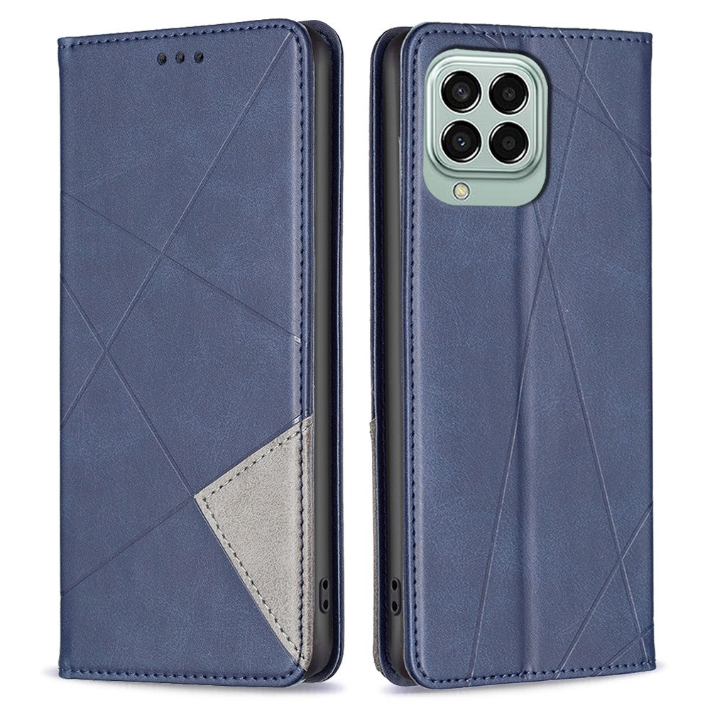 For Samsung Galaxy M33 5G (Global) Leather Case with Card Holder Imprinting Pattern Phone Stand Cover
