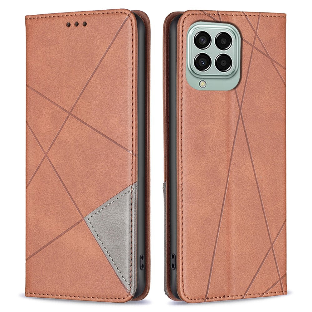 For Samsung Galaxy M33 5G (Global) Leather Case with Card Holder Imprinting Pattern Phone Stand Cover