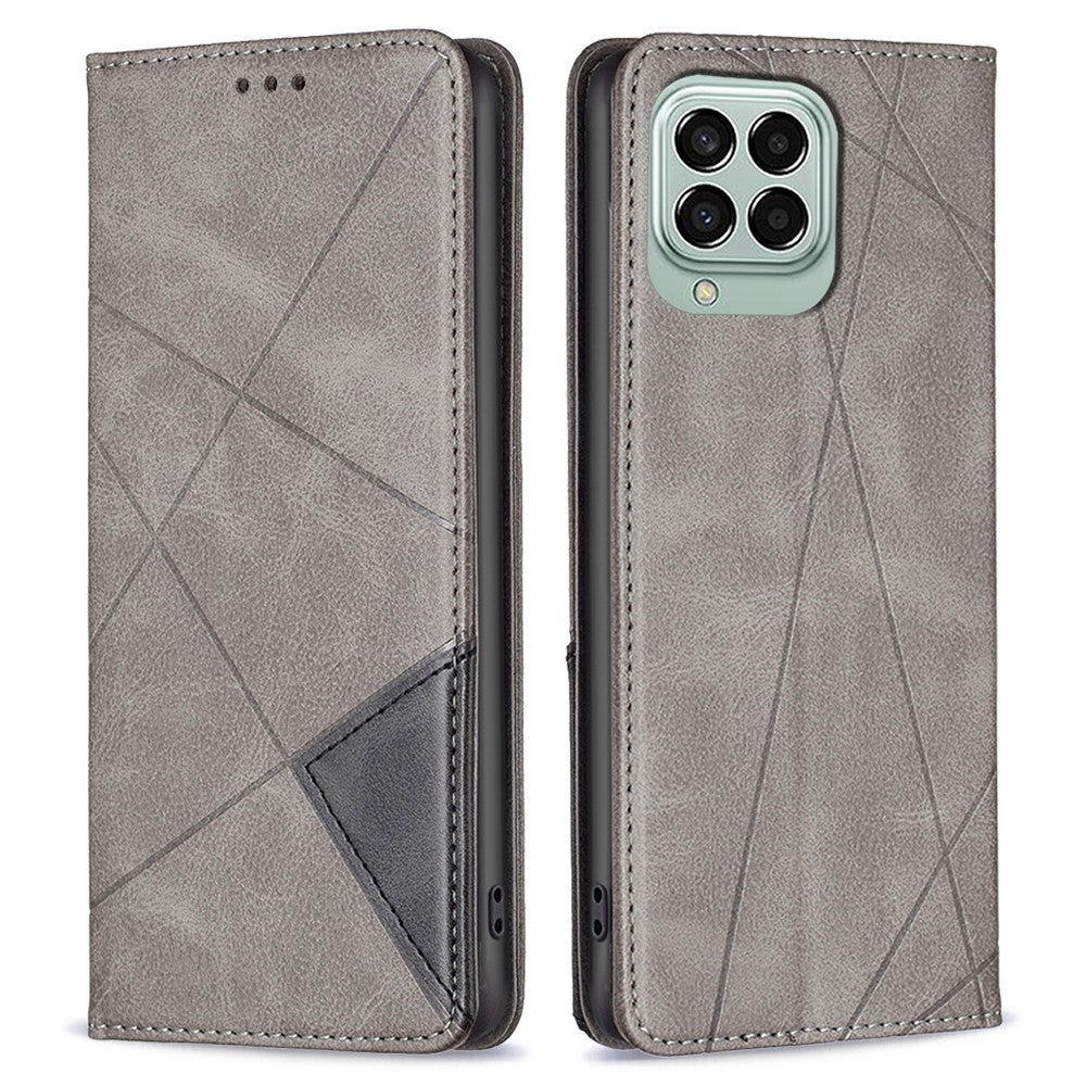For Samsung Galaxy M33 5G (Global) Leather Case with Card Holder Imprinting Pattern Phone Stand Cover