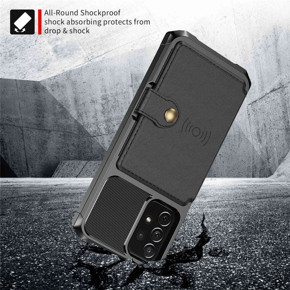 ZM03 Mobile Phone Case for Samsung Galaxy A73 5G TPU + PU Leather Wallet Kickstand Function Phone Shell with Magnetic Metal Sheet