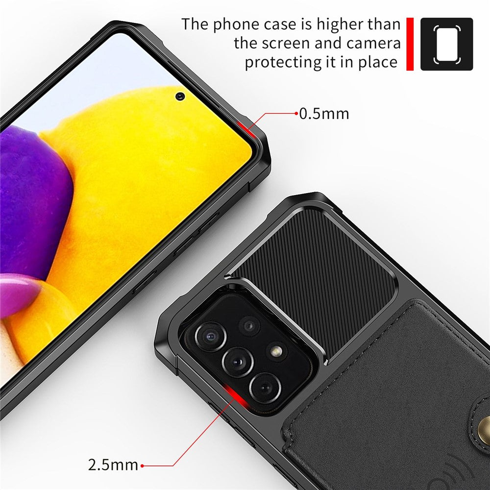 ZM03 Mobile Phone Case for Samsung Galaxy A73 5G TPU + PU Leather Wallet Kickstand Function Phone Shell with Magnetic Metal Sheet
