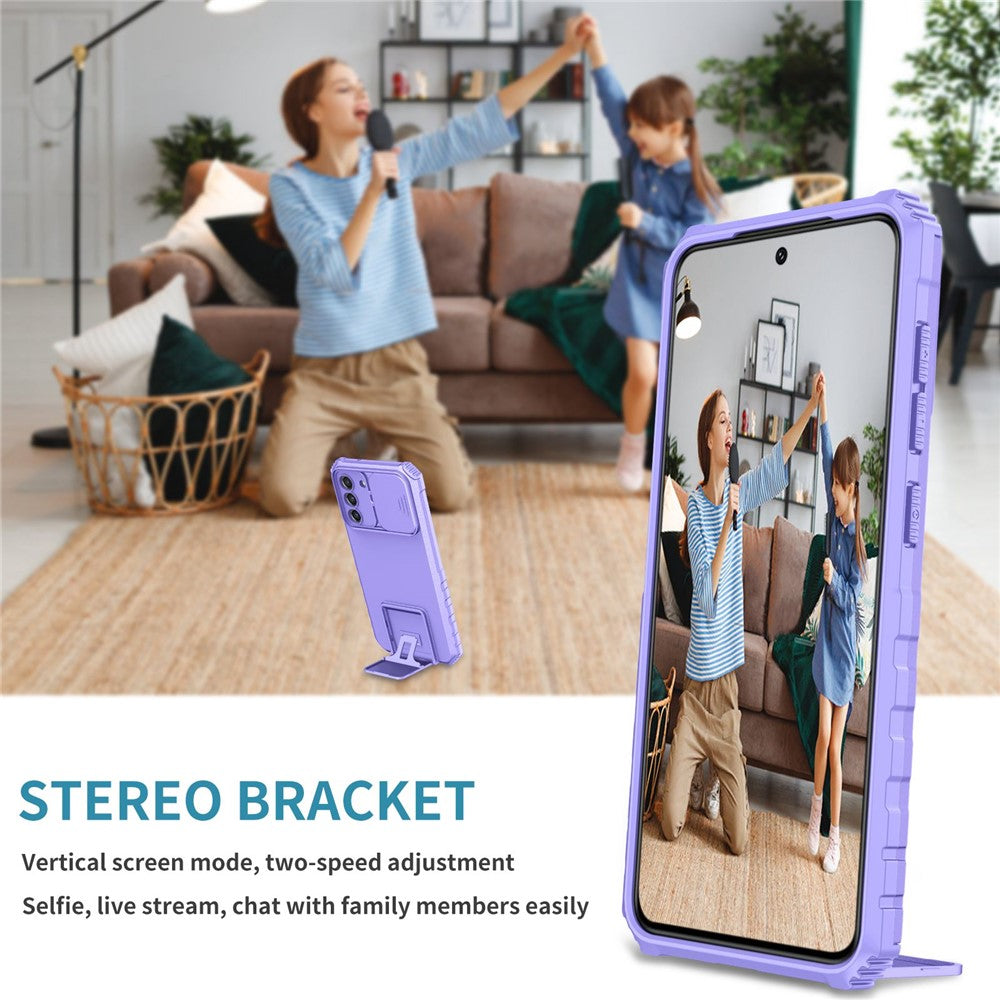 Samsung Galaxy S22+ 5G Justerbart Vertikalt Stöd Mobilskal PC + TPU Hybrid Skal med Kameraskydd