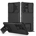 For Samsung Galaxy S22 Ultra 5G Adjustable Vertical Kickstand Phone Case Camera Slider Protection Hybrid PC + TPU Cover