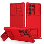 For Samsung Galaxy S22 Ultra 5G Adjustable Vertical Kickstand Phone Case Camera Slider Protection Hybrid PC + TPU Cover
