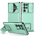 For Samsung Galaxy S22 Ultra 5G Adjustable Vertical Kickstand Phone Case Camera Slider Protection Hybrid PC + TPU Cover