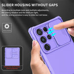 For Samsung Galaxy S22 Ultra 5G Adjustable Vertical Kickstand Phone Case Camera Slider Protection Hybrid PC + TPU Cover