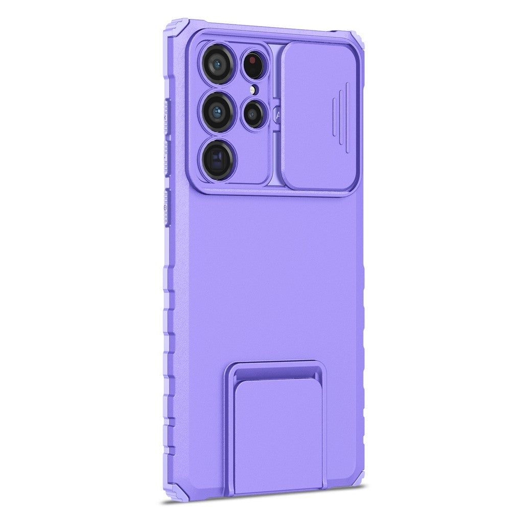 For Samsung Galaxy S22 Ultra 5G Adjustable Vertical Kickstand Phone Case Camera Slider Protection Hybrid PC + TPU Cover