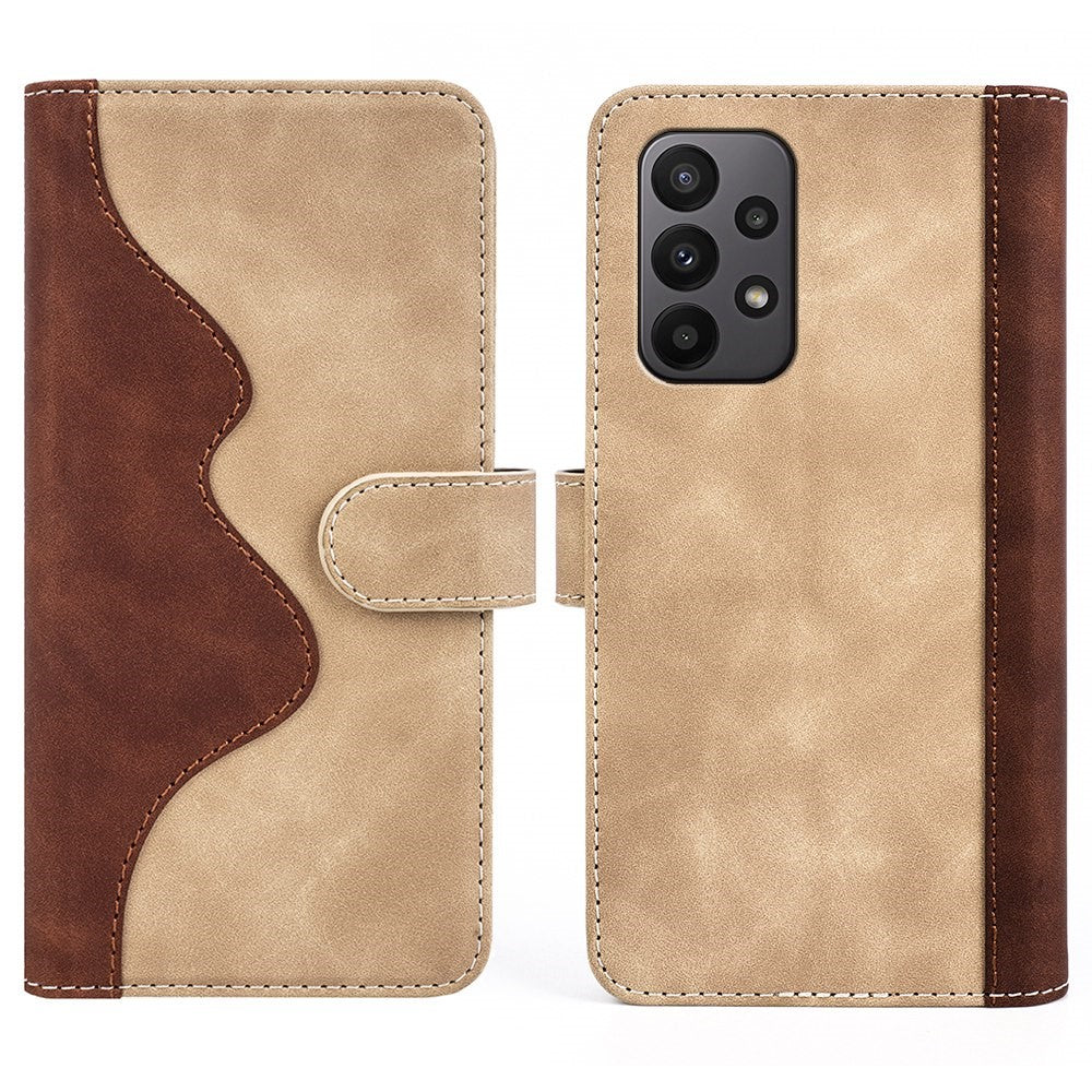 For Samsung Galaxy A23 5G (Global Version) Magnetic Closure Folio Flip Phone Cover Splicing Design Stand Leather+TPU Protective Shell with Wallet