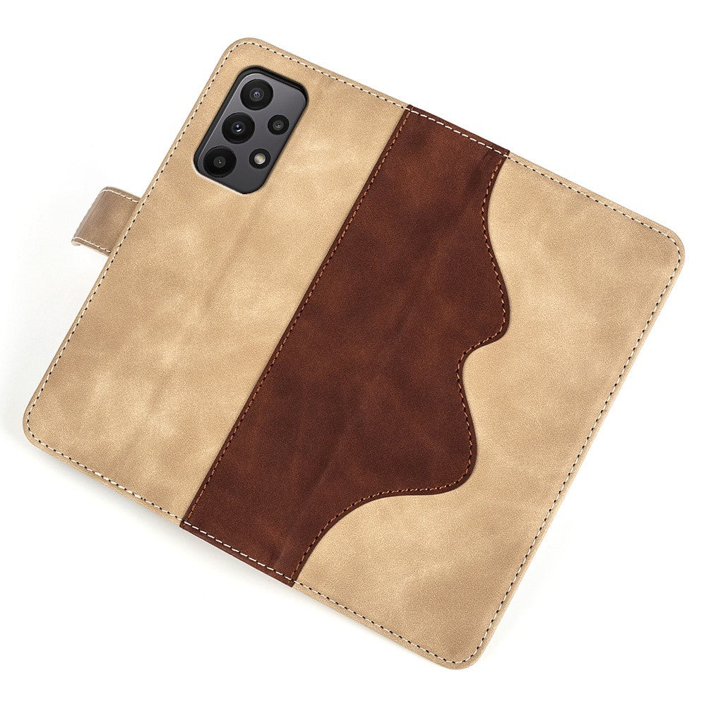 For Samsung Galaxy A23 5G (Global Version) Magnetic Closure Folio Flip Phone Cover Splicing Design Stand Leather+TPU Protective Shell with Wallet