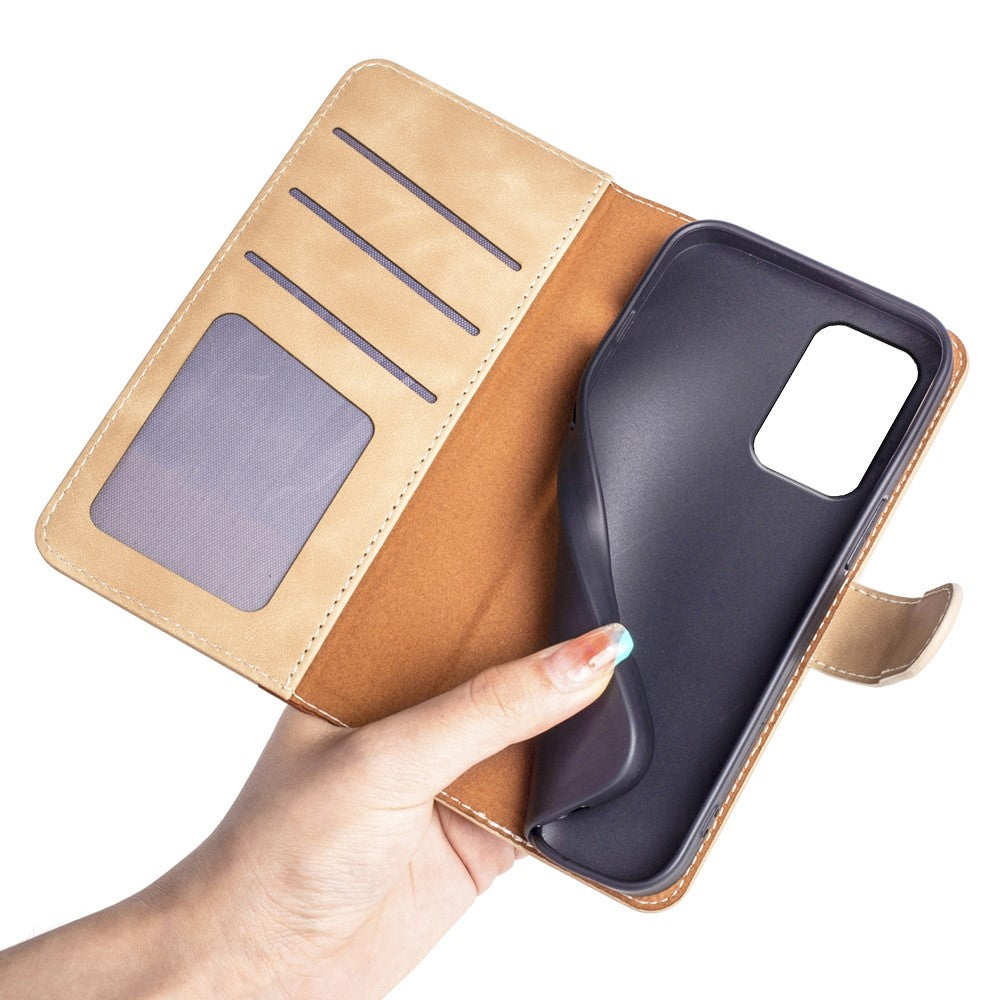 For Samsung Galaxy A23 5G (Global Version) Magnetic Closure Folio Flip Phone Cover Splicing Design Stand Leather+TPU Protective Shell with Wallet