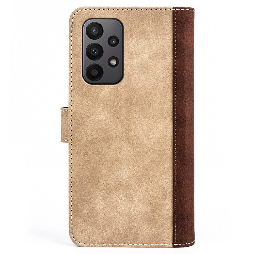 For Samsung Galaxy A23 5G (Global Version) Magnetic Closure Folio Flip Phone Cover Splicing Design Stand Leather+TPU Protective Shell with Wallet