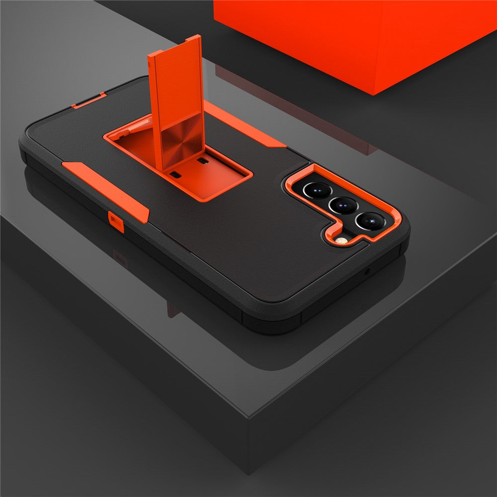 Hårdt PC + blødt TPU-hybridcover til Samsung Galaxy S22+ 5G med indbygget stativ, bilholder og metalplade