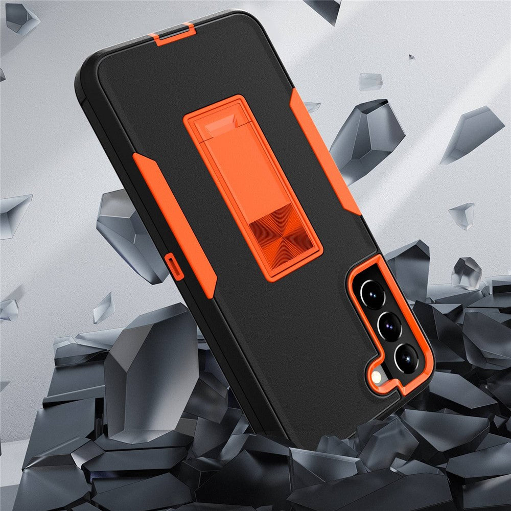 Hårdt PC + blødt TPU-hybridcover til Samsung Galaxy S22+ 5G med indbygget stativ, bilholder og metalplade