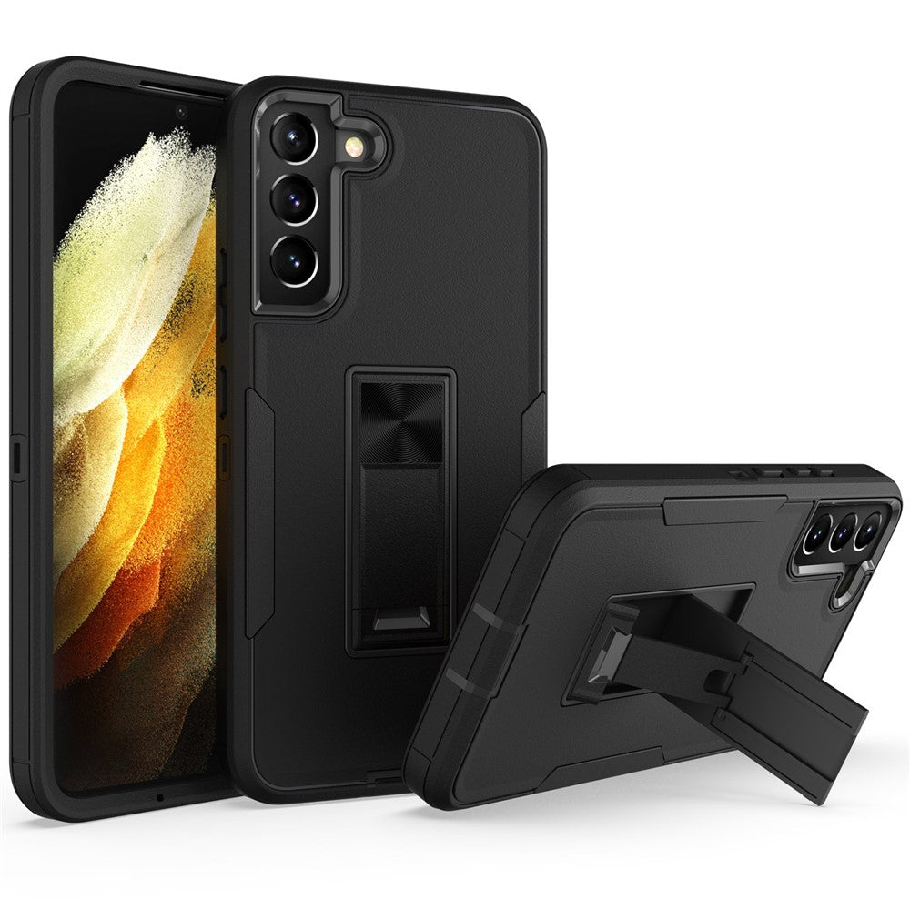 Hårdt PC + blødt TPU-hybridcover til Samsung Galaxy S22+ 5G med indbygget stativ, bilholder og metalplade