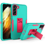 Hårdt PC + blødt TPU-hybridcover til Samsung Galaxy S22+ 5G med indbygget stativ, bilholder og metalplade