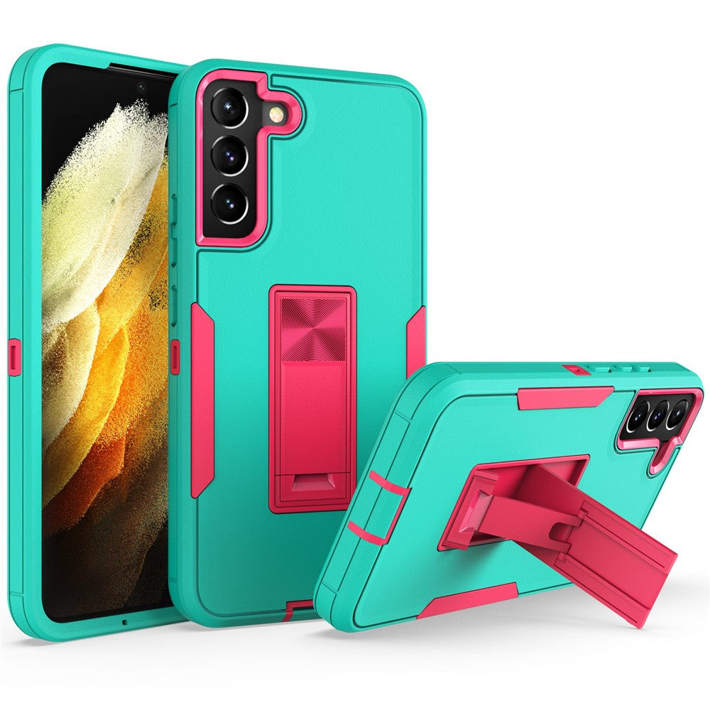 Hårdt PC + blødt TPU-hybridcover til Samsung Galaxy S22+ 5G med indbygget stativ, bilholder og metalplade