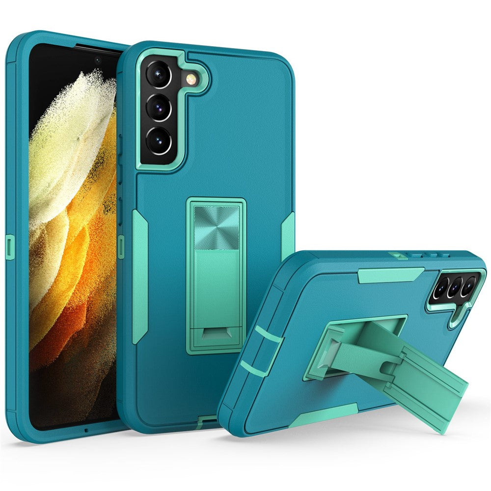 Hårdt PC + blødt TPU-hybridcover til Samsung Galaxy S22+ 5G med indbygget stativ, bilholder og metalplade